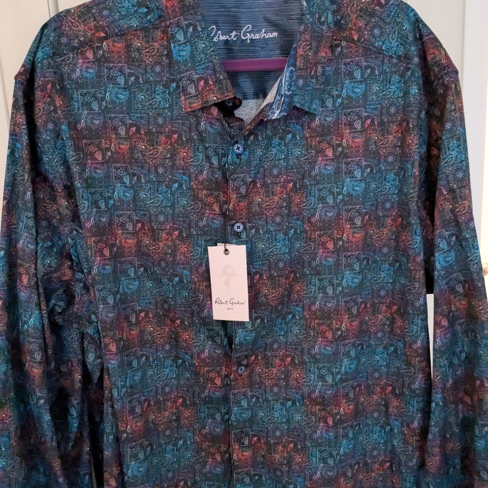 Robert Graham Blue and Red Patterned Men's Shirt